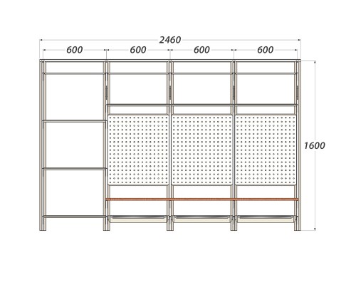 Система хранения инструмента в мастерскую с перфопанелями